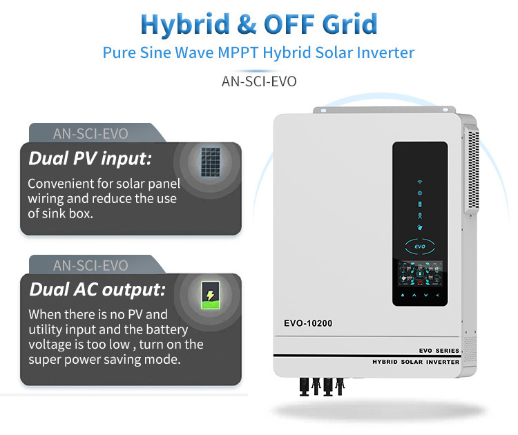 OFF Grid on Grid Hybrid MPPT Solar Inverter