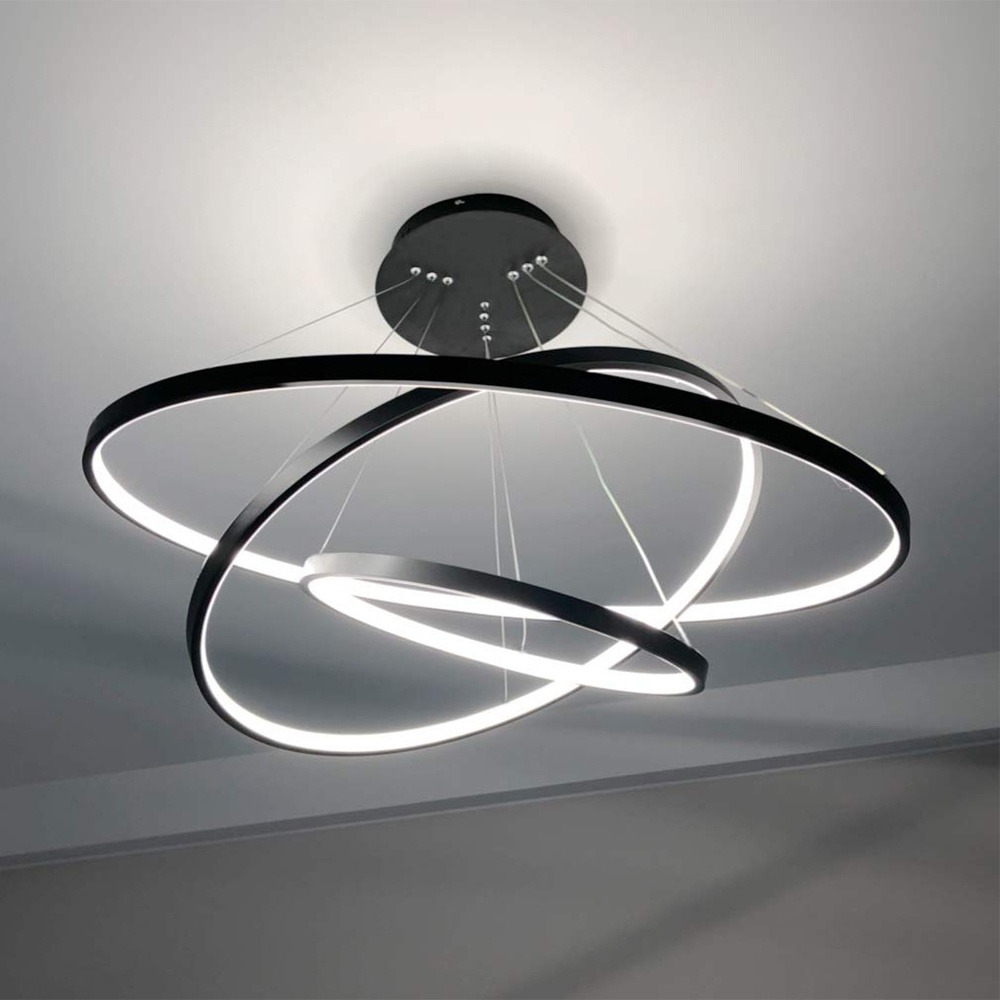 Best Selling Classic Nordic Home Decorative Bedroom Aluminum Modern LED Circle Rings Ceiling Chandelier Light