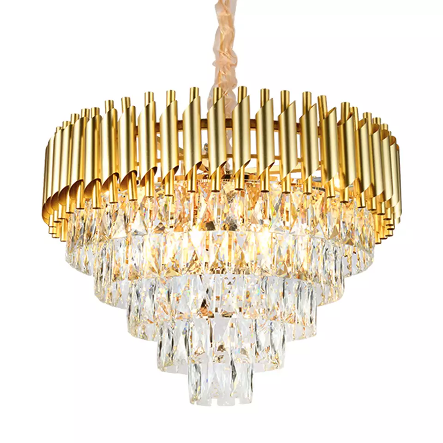 Factory Supplier Wholesale Round Indoor Luxury Crystal Chandelier Black Gold LED Modern Chandeliers Pendant Lights