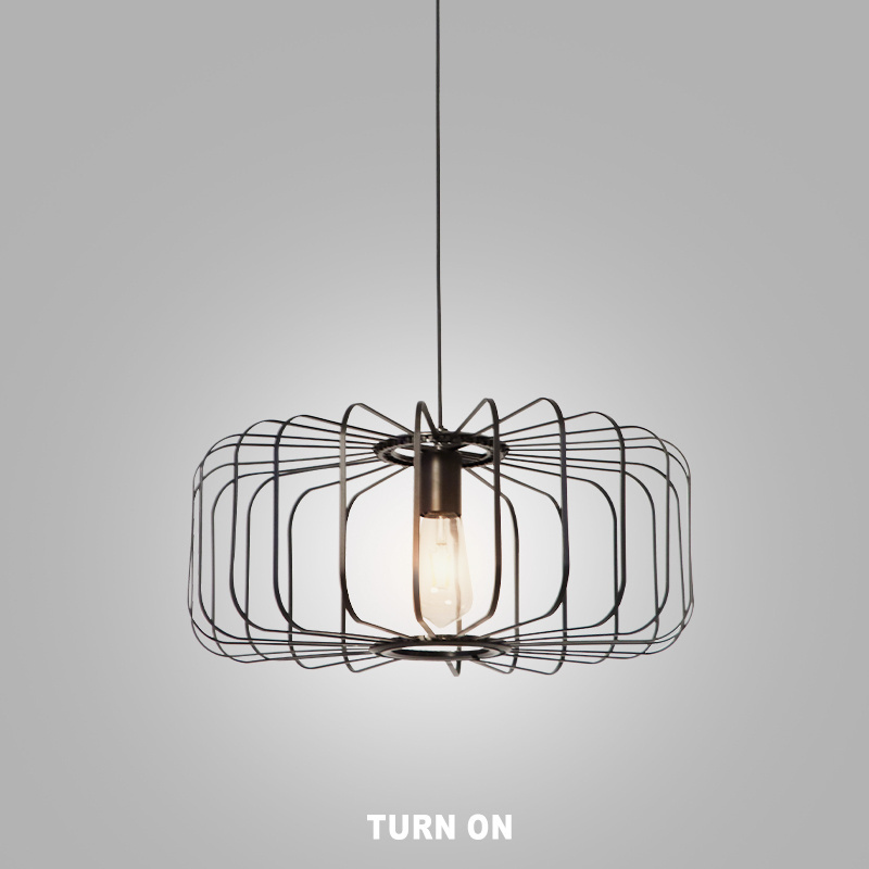 Farmhouse Kitchen Island Pendant Light Fixture Industrial Black Metal Cage Pendant Ceiling Lamp