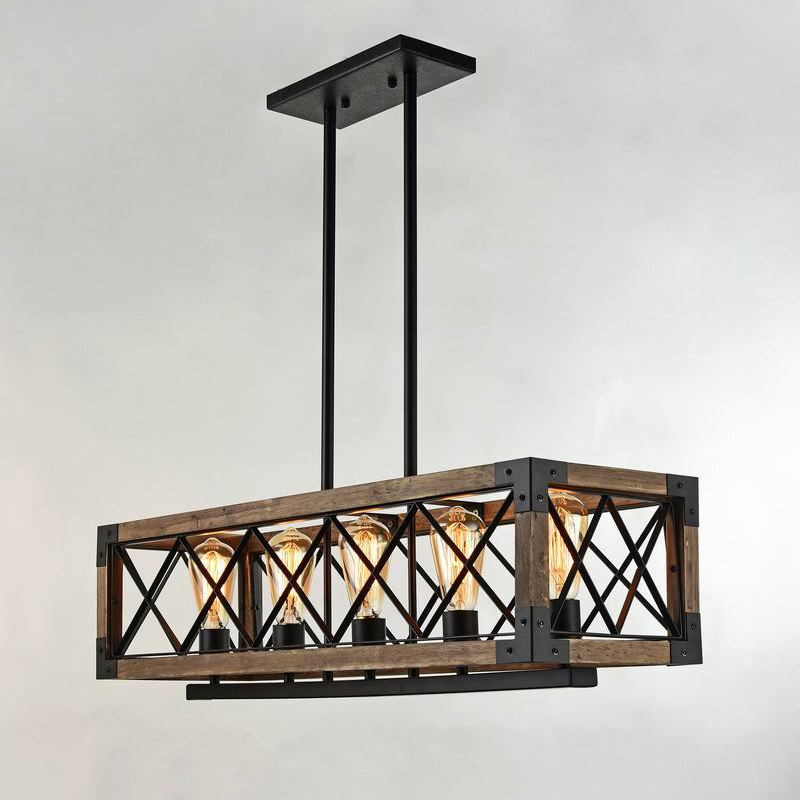 Indoor Black Adjustable Hanging Kitchen Island Lighting Vintage Industrial Cage Dinning Room Farmhouse Pendant Light