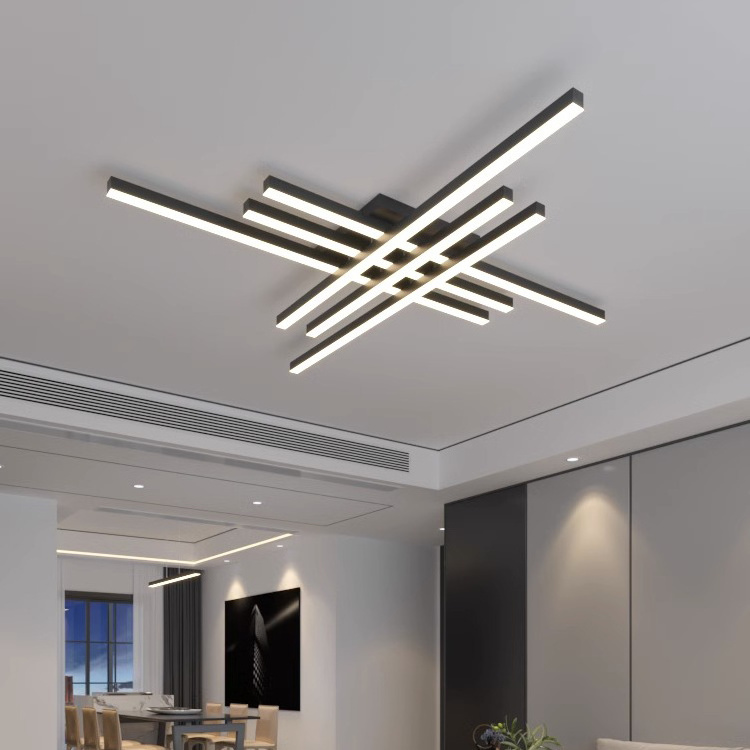 Modern LED Ceiling Lights Fixture Black Dimmable Chandelier Flush Mount Geometric LED Ceiling Lamps