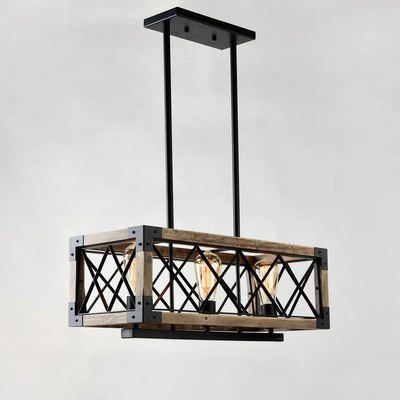 Indoor Black Adjustable Hanging Kitchen Island Lighting Vintage Industrial Cage Dinning Room Farmhouse Pendant Light