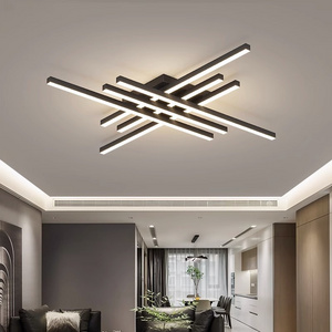 Modern LED Ceiling Lights Fixture Black Dimmable Chandelier Flush Mount Geometric LED Ceiling Lamps