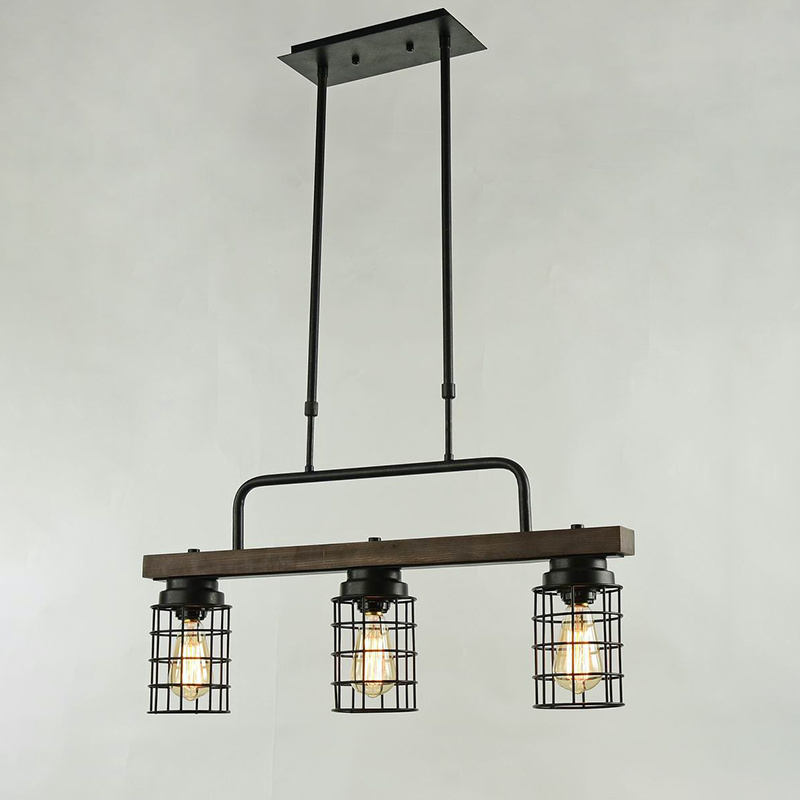 Indoor Black Adjustable Hanging Kitchen Island Lighting Vintage Industrial Cage Dinning Room Farmhouse Pendant Light