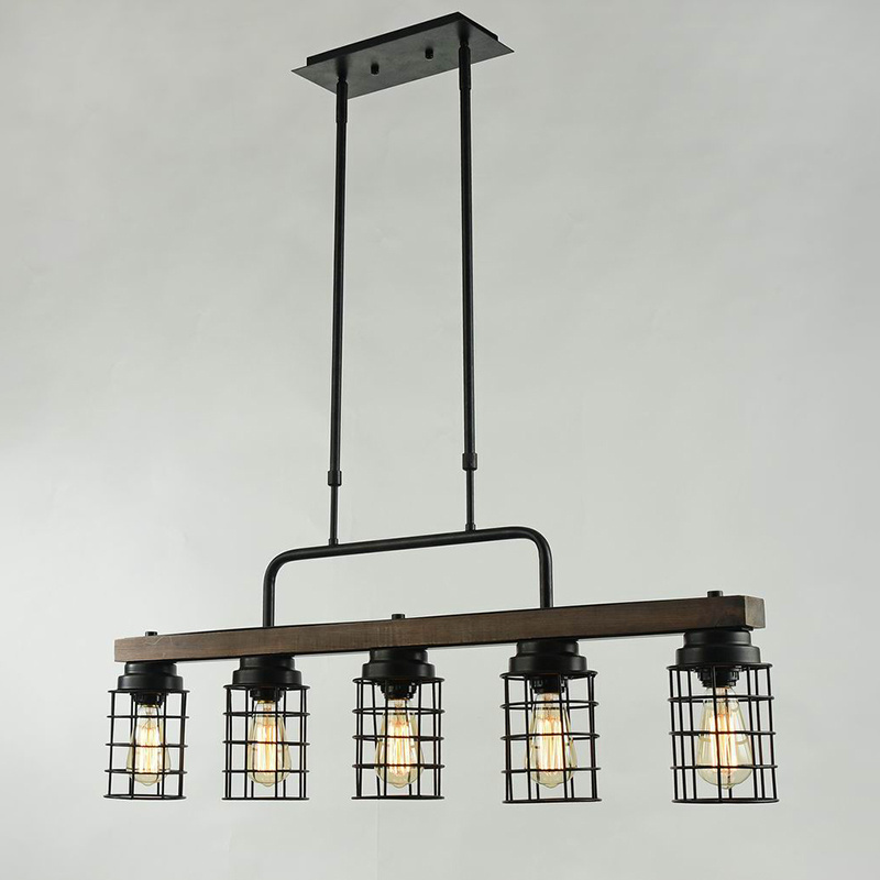 Indoor Black Adjustable Hanging Kitchen Island Lighting Vintage Industrial Cage Dinning Room Farmhouse Pendant Light