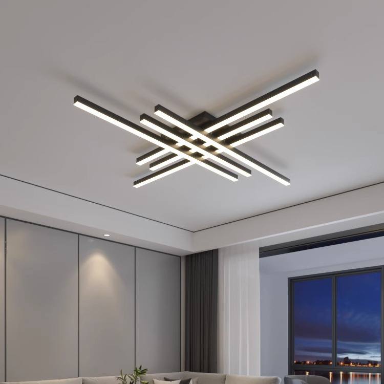 Modern LED Ceiling Lights Fixture Black Dimmable Chandelier Flush Mount Geometric LED Ceiling Lamps