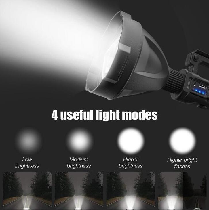 2Km Distance Rechargeable Flashlight 3000 Lumens Hand light Flashlight XHP70 XHP50 Led Waterproof Torch with Holder