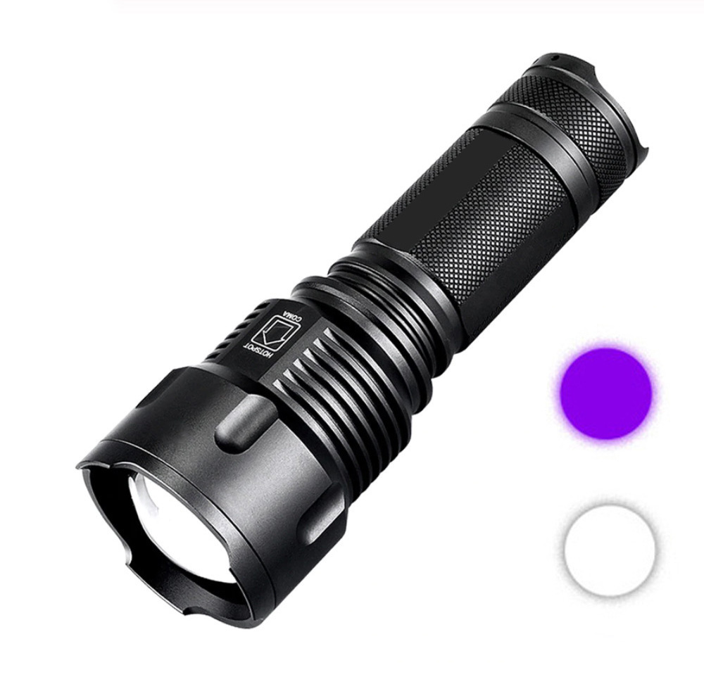 UV Flashlight 2 in 1 Back Light & White Led Flashlight High Lumens Handheld Blacklight UV Torch with Hand Strap