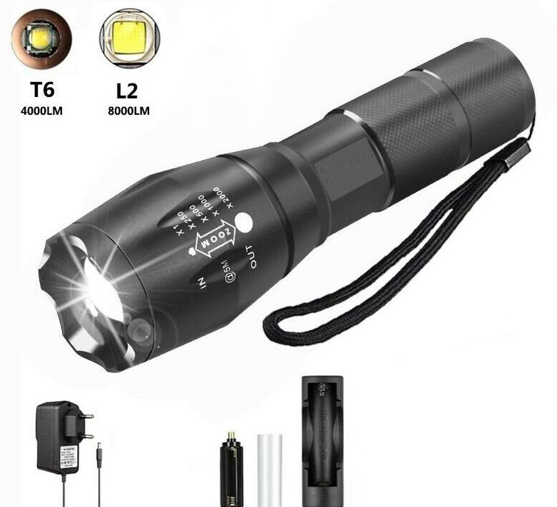 1000 Lumens 5Modes 18650 Battery Hunting Self Defense Tactical Led Torch Light Rechargeable AAA Led Flashlight Linterna