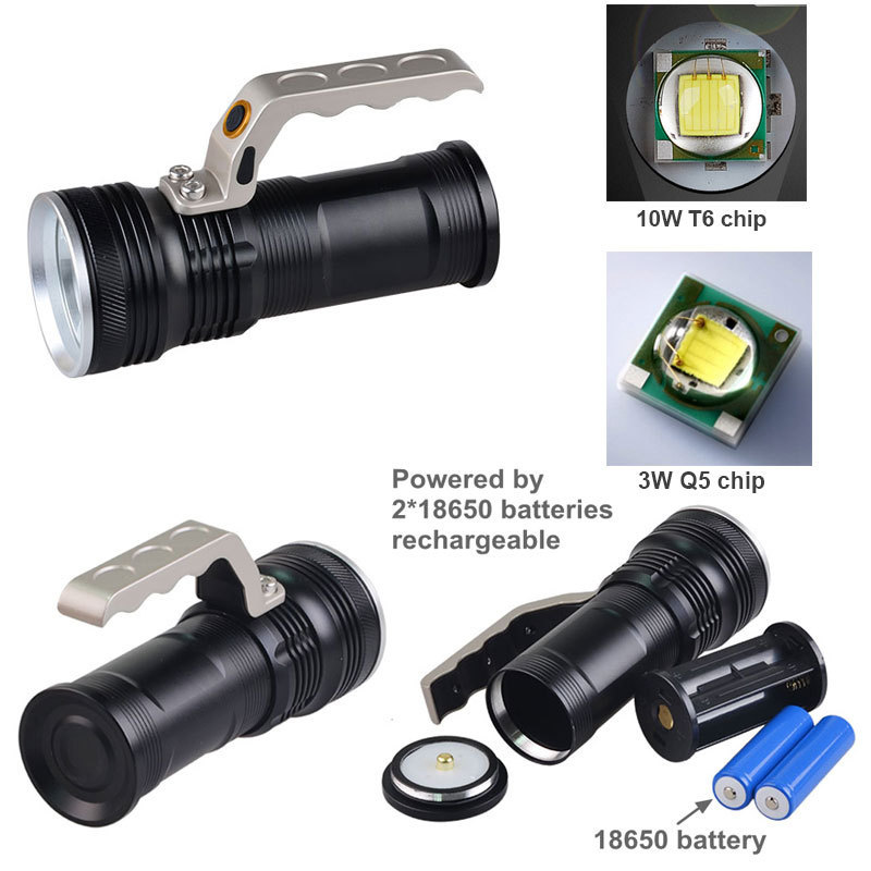 Heavy Duty T6 Torch Light Hunting High Beam Rechargeable Handheld 18650 Led Flashlights with Handle