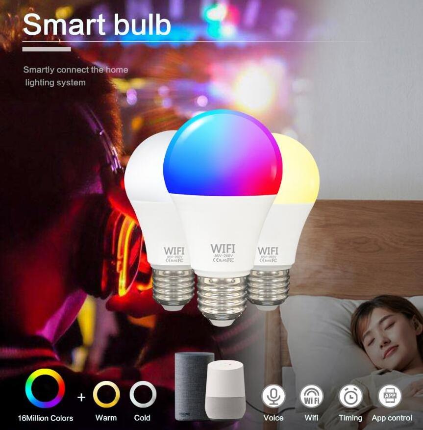 High Quality Smart Multicoloured Led Bulbs Wifi Smart Light Bulb B22 E27 Led Rgb Lamp Dimmable E27 Led Bulb 9w