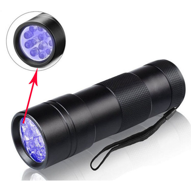 Mini Pocket 12 LED Aluminum Alloy UV Flashlight 395nm Black Light for Money Pet Urine Detection Battery Operated Torch