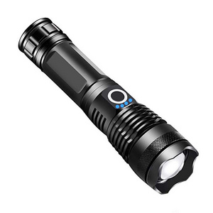 Super Bright LED Xhp50  LED Flashlights 100000 Lumens Tactica Zoom USB Rechargeable Torch Lamp with Power bank