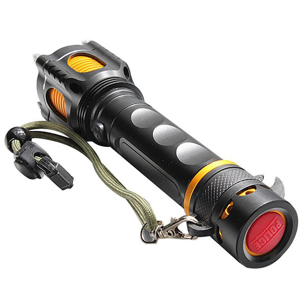 Outdoor Attack Head Flashlight Survival Tool Knife Emergency 18650 Tactical Flash Light Self Defense