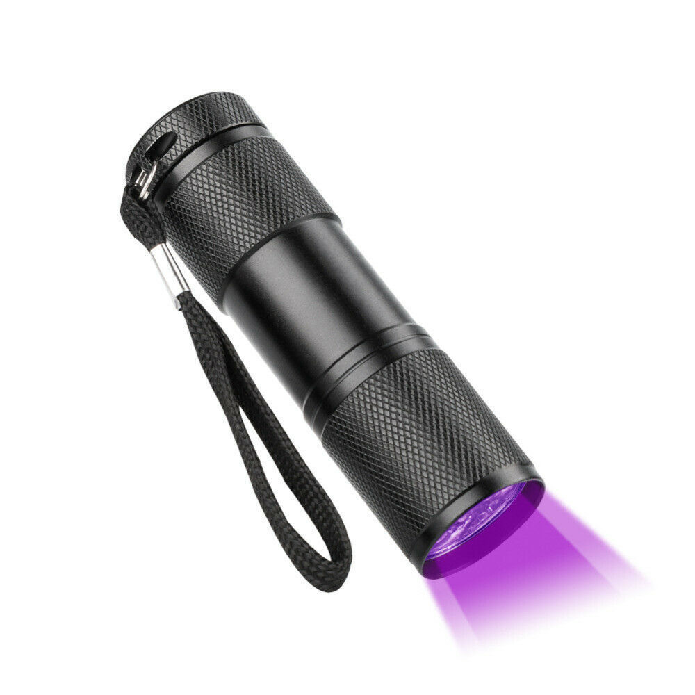 Aluminum Minii Purple Light UV Blacklight LED Flashlight Money Detector 9 LED 395NM UV Torch