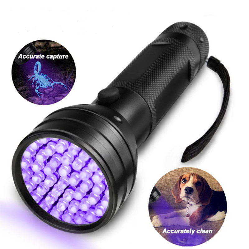 Aluminum Alloy Pocket LED Flashlight 51 Black Light UV Hotel Pet Urine Detection Resin Curing Scorpion Hunting 3W Power AA