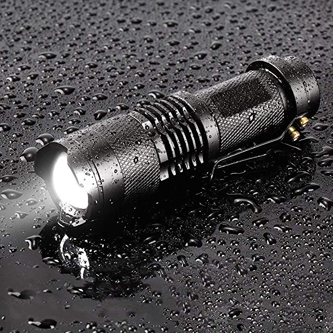 Powerful Aluminum 3W Best Mini LED Zoom Flashlight Pocket Pussy Tactical Torch with Clip