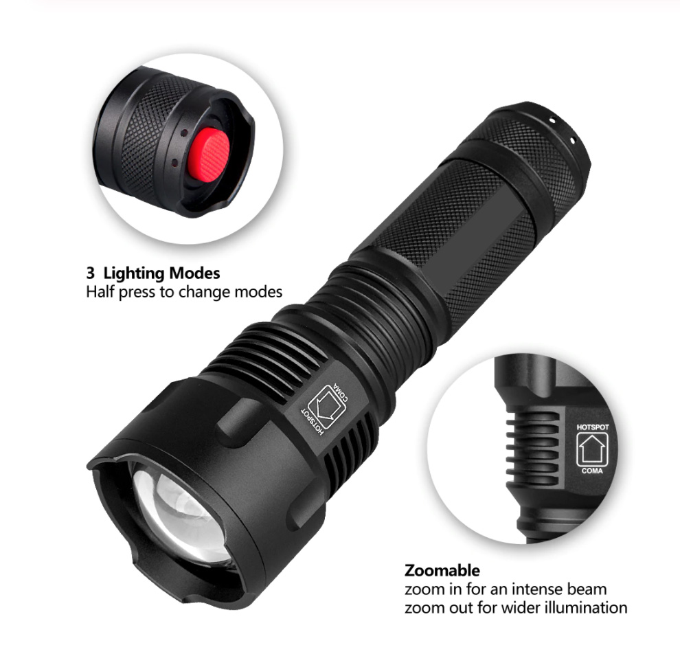 UV Flashlight 2 in 1 Back Light & White Led Flashlight High Lumens Handheld Blacklight UV Torch with Hand Strap