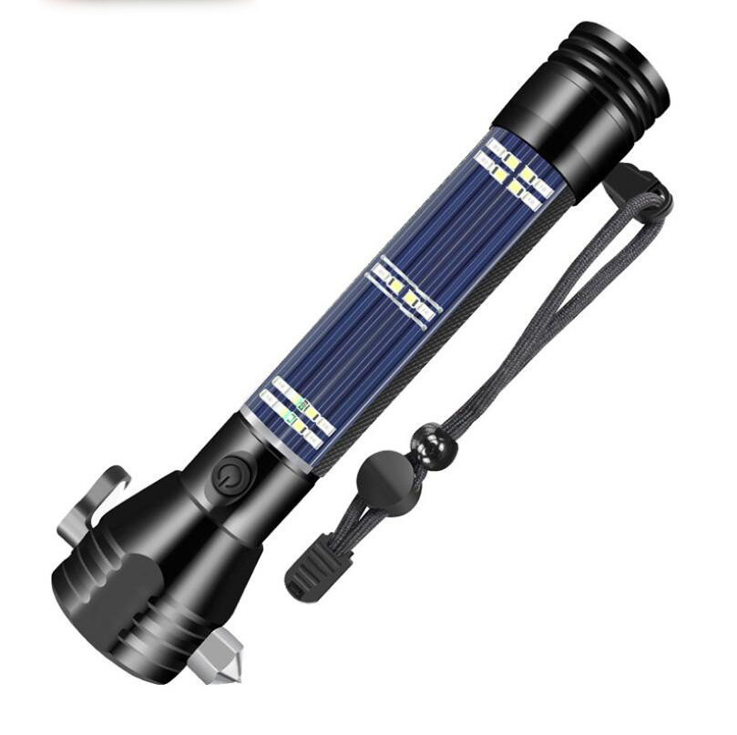 800lm Hunting Solar Powered Flashlight Searchlight Rechargeable Solar Safty Survival Torch Light With Compass