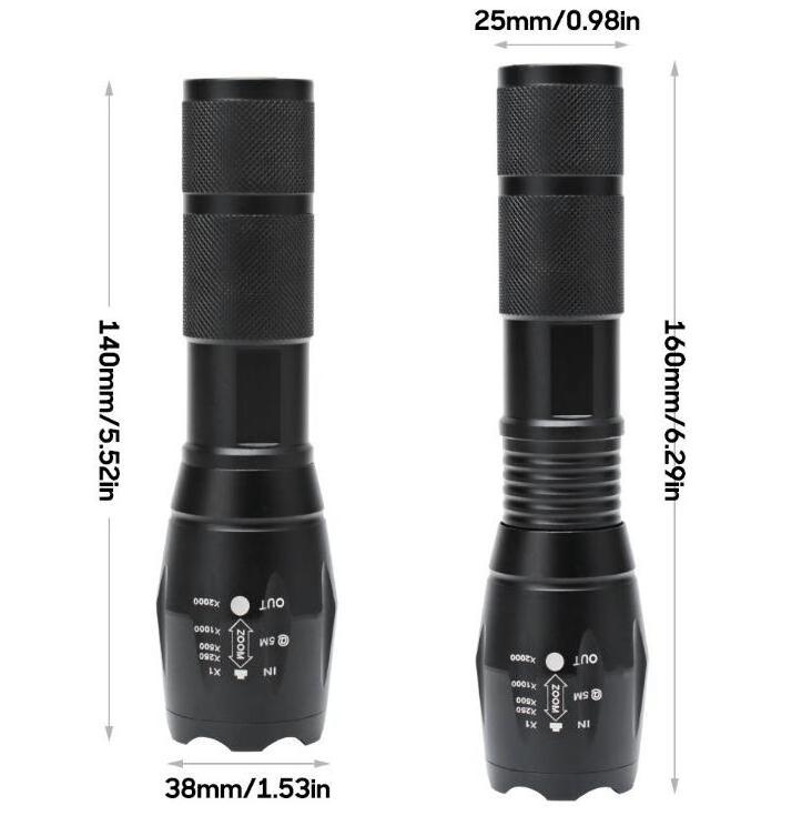 Aluminum Waterproof Zoom USB Rechargeable Tactical T6 LED  Flashlight USB Recharge Torch 800 lumen