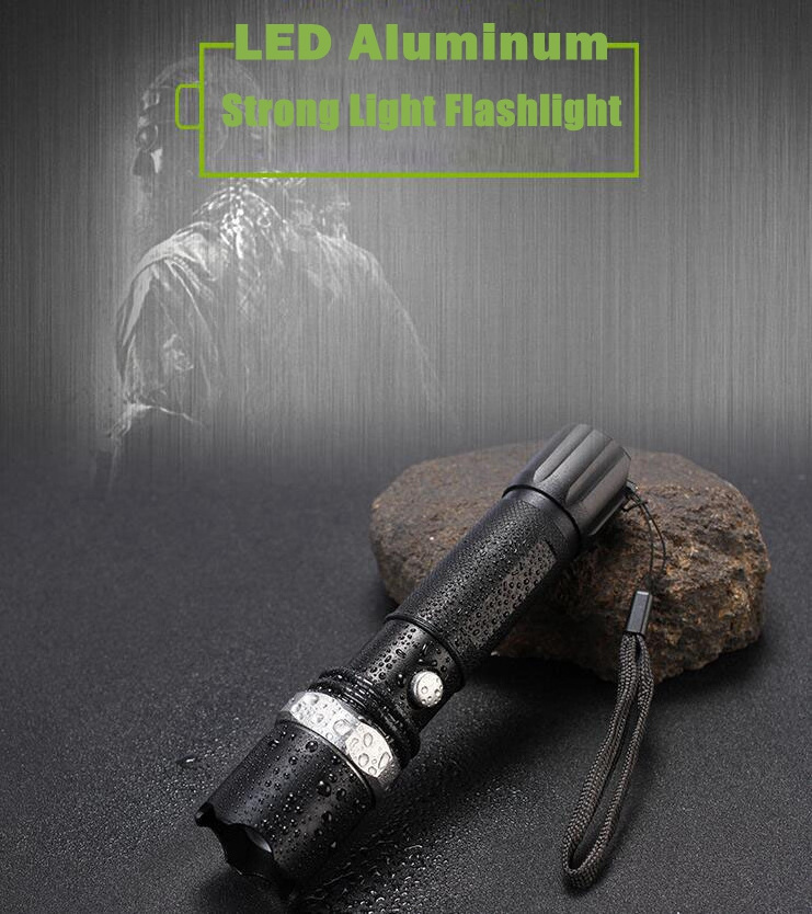 3W Powerful XPE Led Torch Long Range Zoomable Tactical Flashlight Hammer for Security Guards