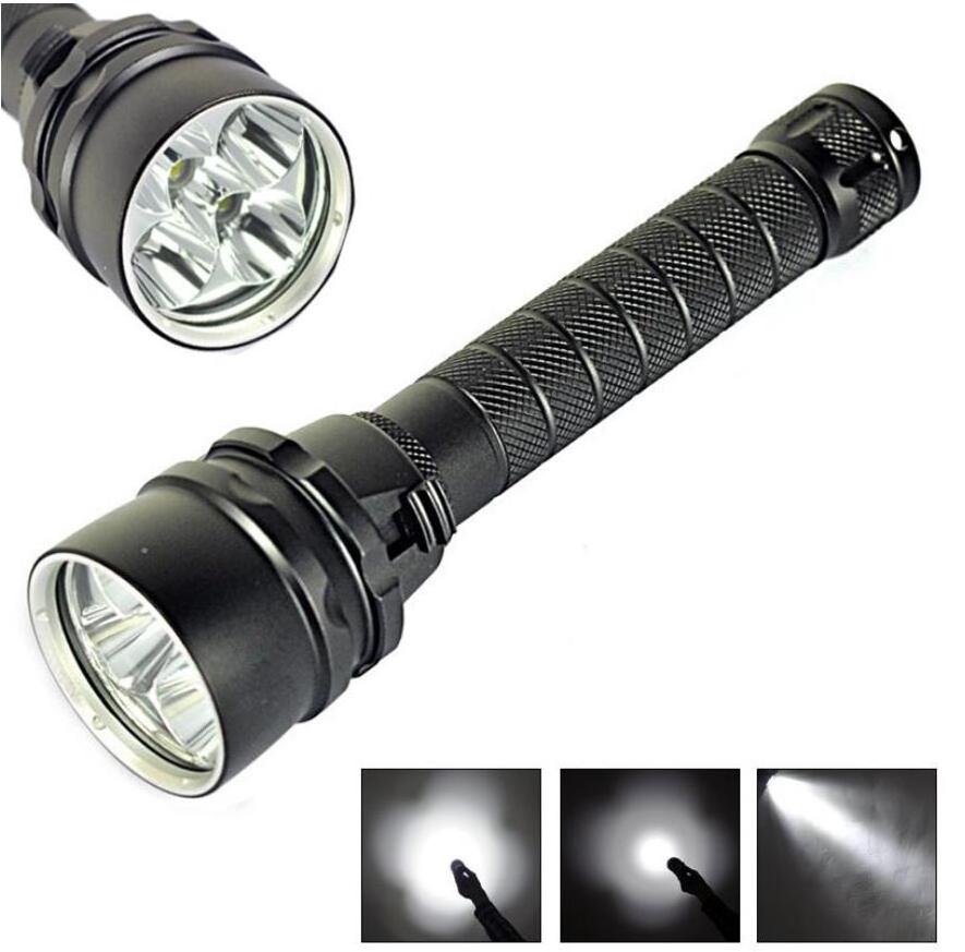 3000 Lumens Rechargeable Big Diving Flashlight 3 LED High Power Cave Diving Lamp