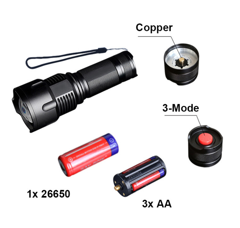 20W 26650 Powered Waterproof Tactical Flashlight 1000m Long Distance Zoom led Flashlight Torch