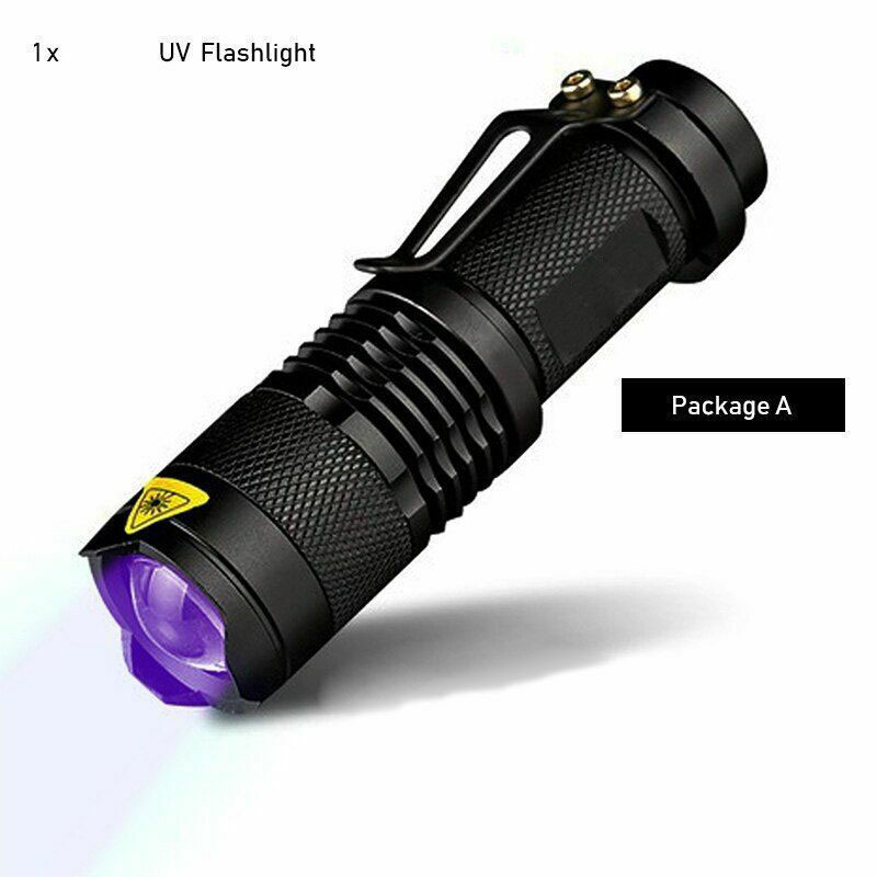 Pocket Mini Zoom Purple Light Linterna  UV Torch 395nm 365nm Light UV Led Flashlight With Clip