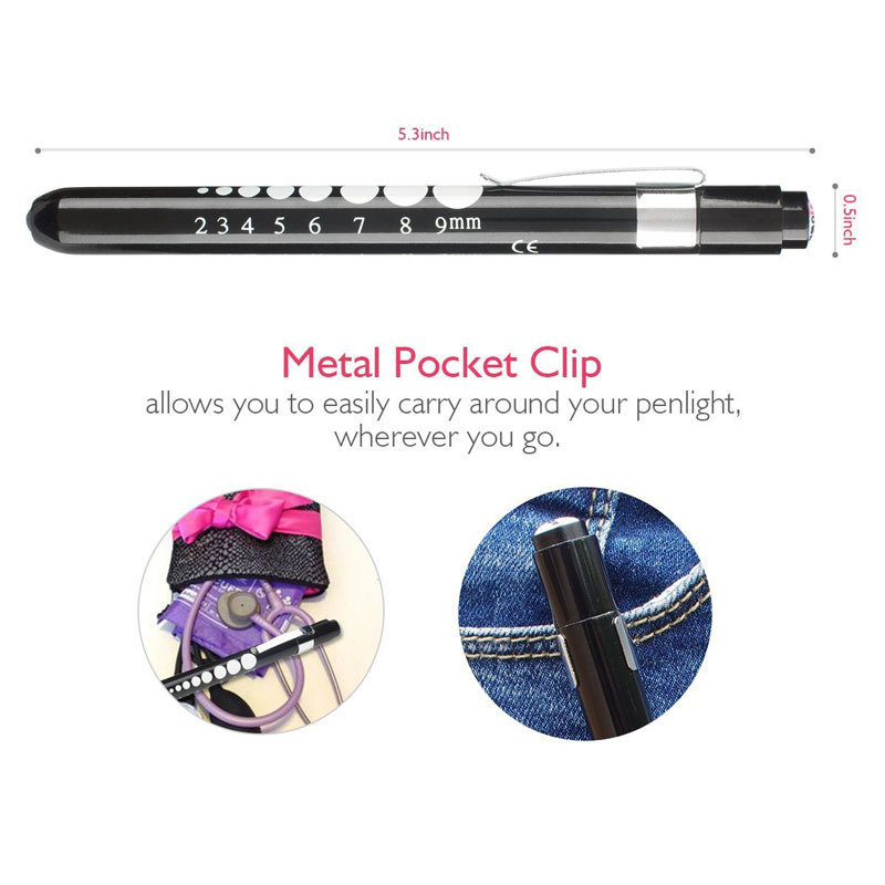 Light Weight Pupil Gauge Engraved Doctor Diagnostic Penlight Nurse Medical Led Pen Light Torch Flashlight