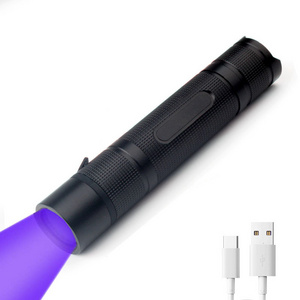 High Power 5 Watt Micro USB Rechargeable 365nm Blacklight UV LED Flashlight with Filter