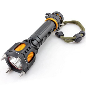 Outdoor Attack Head Flashlight Survival Tool Knife Emergency 18650 Tactical Flash Light Self Defense