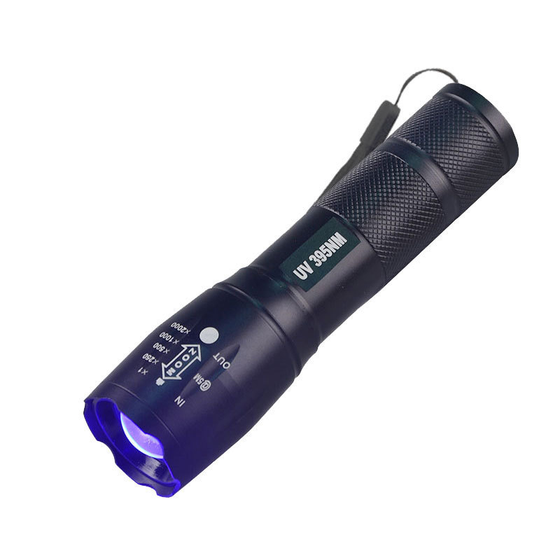 Purple Light Torch UV Rechargeable Battery Flashlight 395nm UV Light Rock Mineral Fluorescence Detect