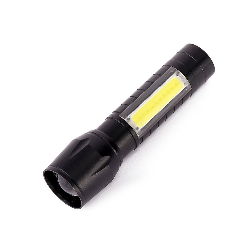 Super Bright Zoomable Mini USB Torch Handheld LED Pocket Flash Light with COB Side Searchlight Aluminum Body Rechargeable