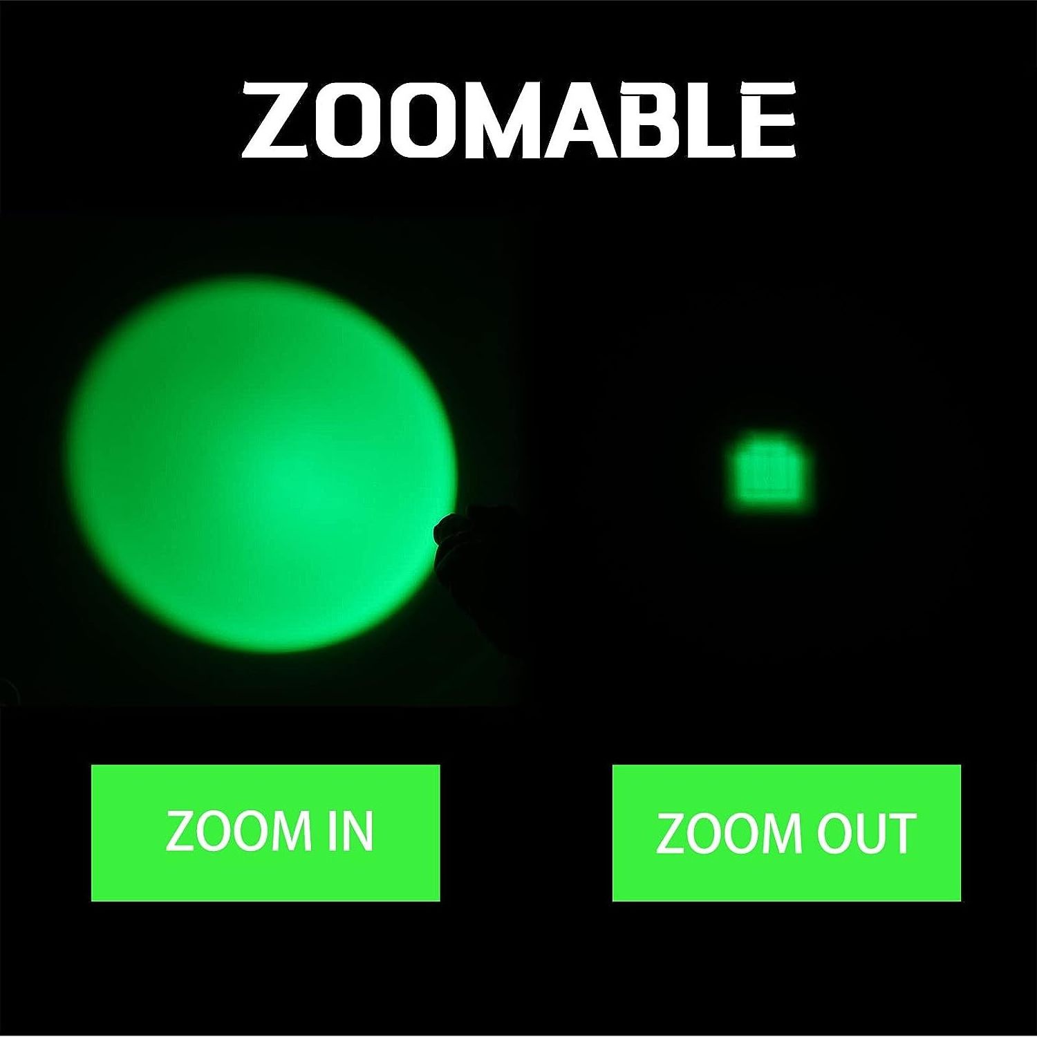 1 Mode Green LED Hunting Flashlight Torch Mini Aluminum Body Battery Power Emergency Night Observation Green LED Mini Flashlight