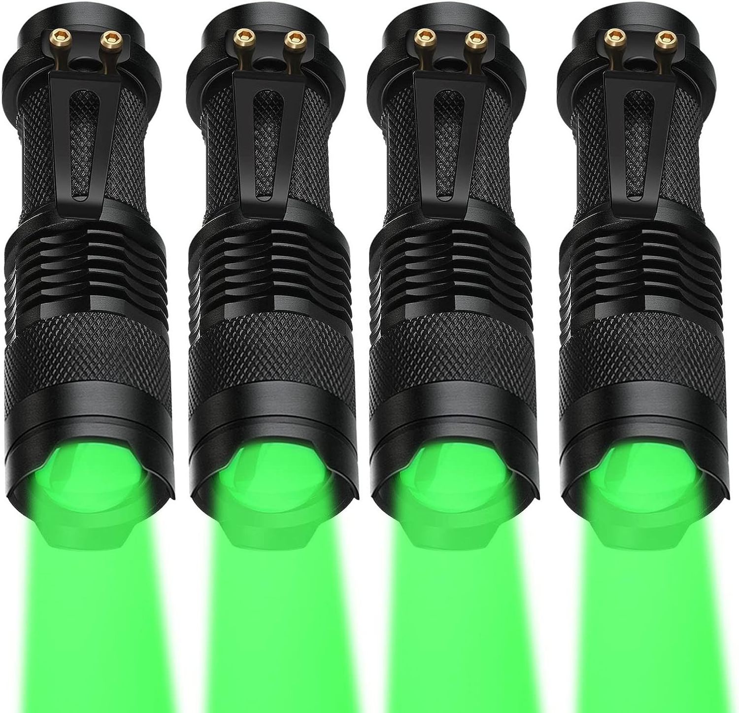 1 Mode Green LED Hunting Flashlight Torch Mini Aluminum Body Battery Power Emergency Night Observation Green LED Mini Flashlight