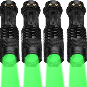 1 Mode Green LED Hunting Flashlight Torch Mini Aluminum Body Battery Power Emergency Night Observation Green LED Mini Flashlight