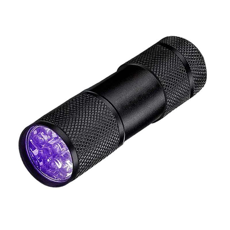 Aluminum Minii Purple Light UV Blacklight LED Flashlight Money Detector 9 LED 395NM UV Torch