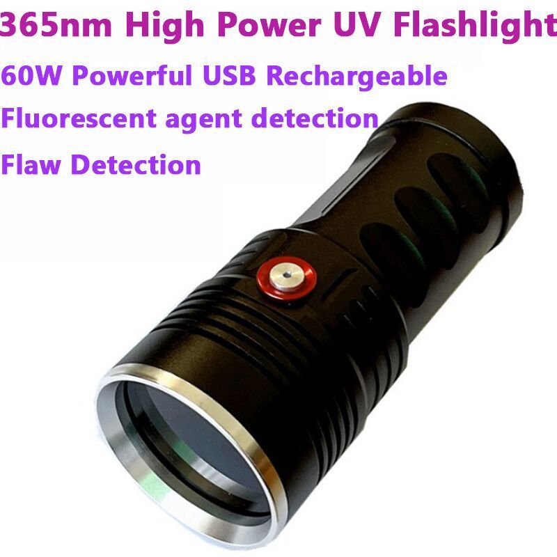 45W High Power UV Flashlight Usb Type C Recharge 18650 Battery Blacklight UV Torche Rechargeable with Black Filter