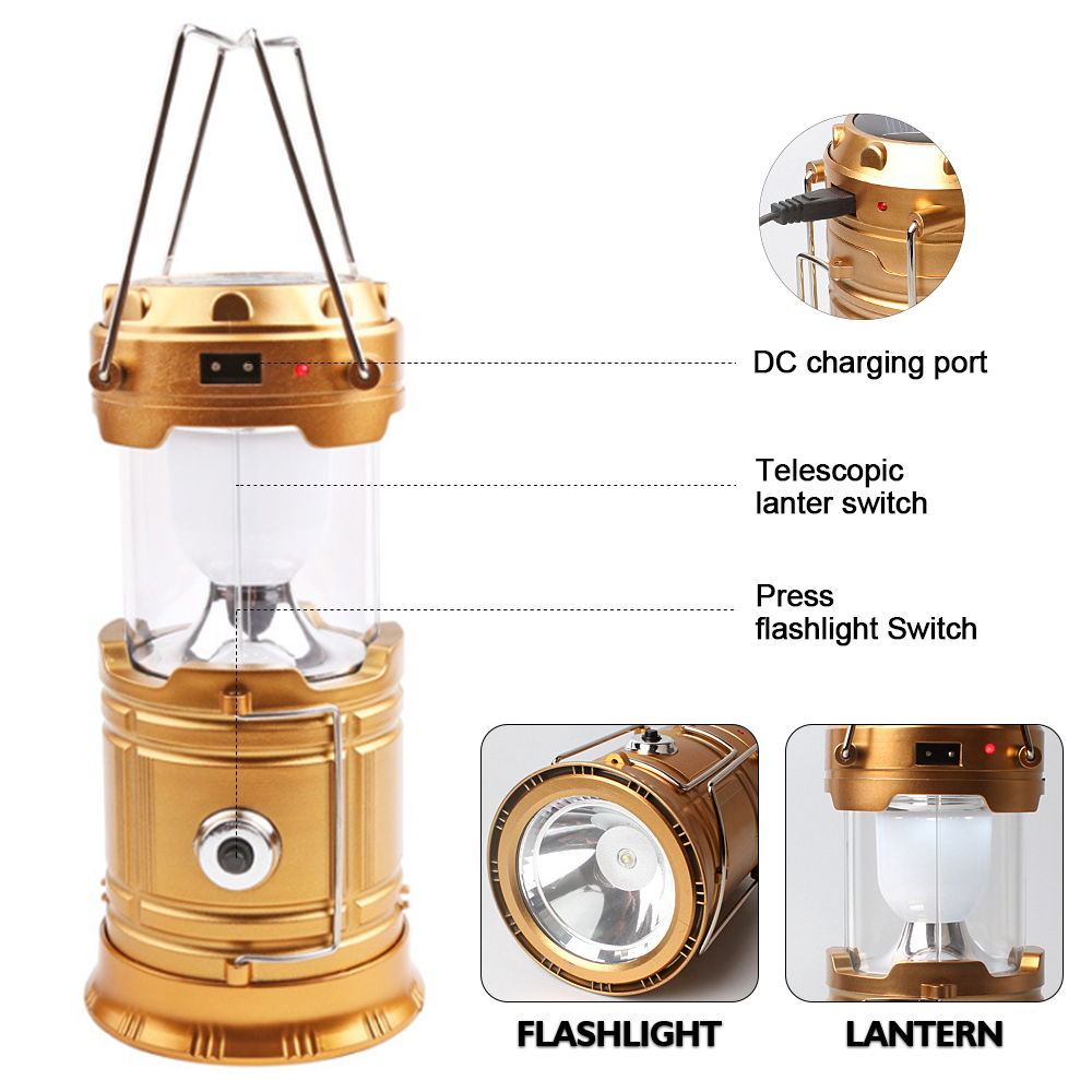 Outdoor Portable LED Rechargeable Emergency Solar Powered Pop up Camping Lantern LED Camping Lamp