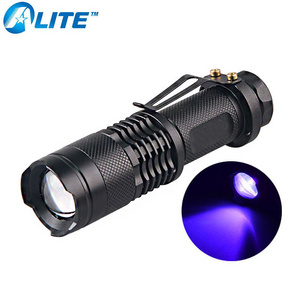 Powerful Mini Purple Zoomble UV Flashlight Diamond UV Torch 395nm 365nm UV Led Black Light for Test Jade