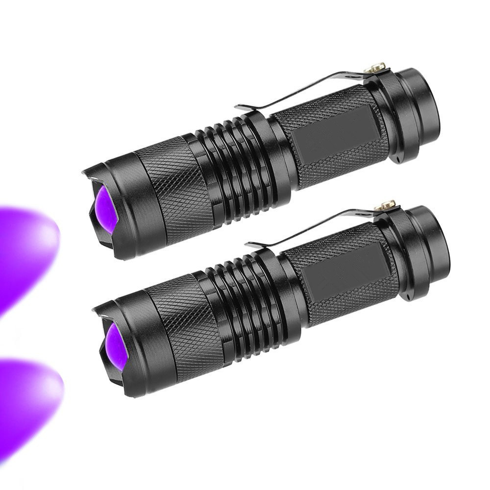 Zoomble UV Torch 395nm 365nm Flash Light UV Led Flashlight Amber Powerful Portable Purple Black Industrial AA Aluminum Alloy 95