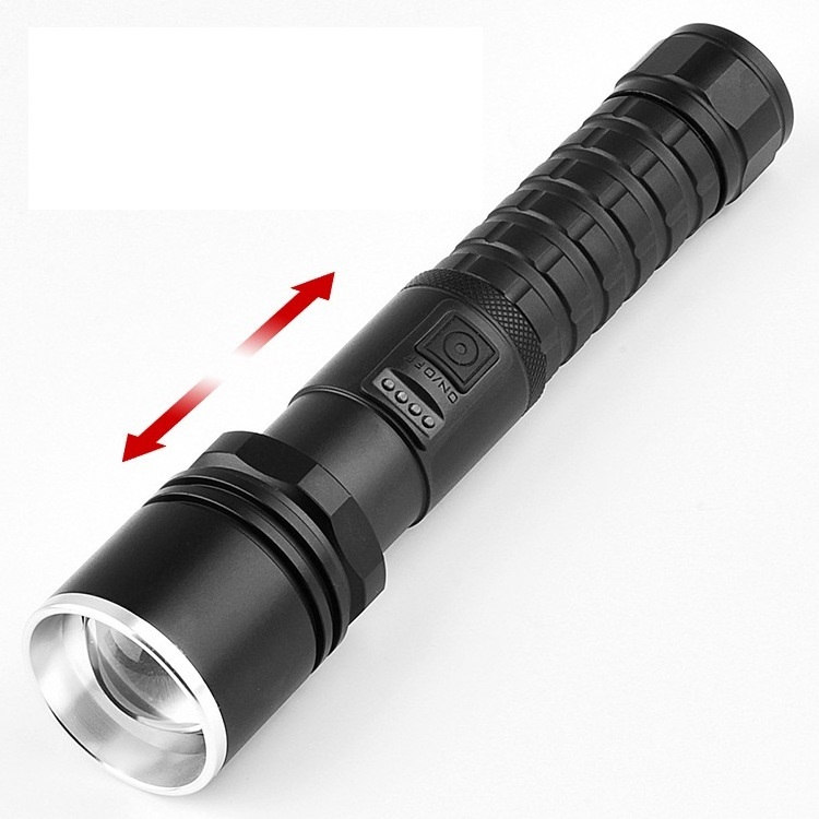 High-Power Zoomable Type-C Rechargeable Flashlight White Laser Wick with Power Display Aluminum Alloy Body IPX5 Emergency