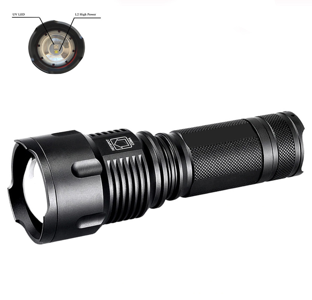 Heavy Duty Torch light Rechargeable led uv Black light 395nm White Beam Flashlight Ultralight