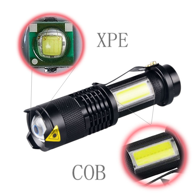 800 Lumens Mini Linternas Taschenlampe 3 Modes Waterproof Aluminum clip on Pocket Cob Flash Flashlight 3W