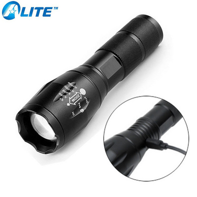 Aluminum Waterproof Zoom USB Rechargeable Tactical T6 LED  Flashlight USB Recharge Torch 800 lumen