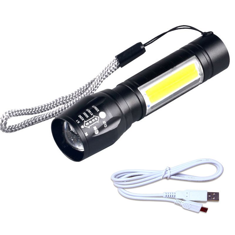 Mini Rechargeable Torchlight Super Biright Pocket Mini Zoom COB USB Charging Torch Led Flashlight Water Proof