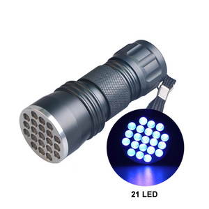 395nm 365nm UV flashlight 21LED AAA Dry Battery Purple Torch Hand Held UV Light For Scorpion detection