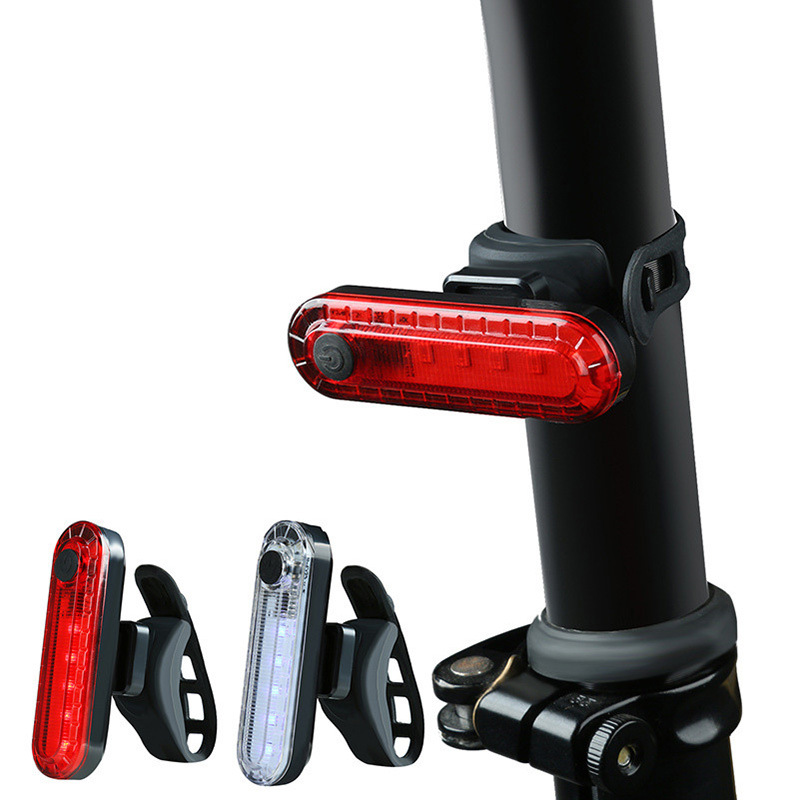 Ultra-Bright Red USB Rechargeable Tail Light Bikes Easy Installation Bicycle Safety Device Waterproof Feature Powered Battery