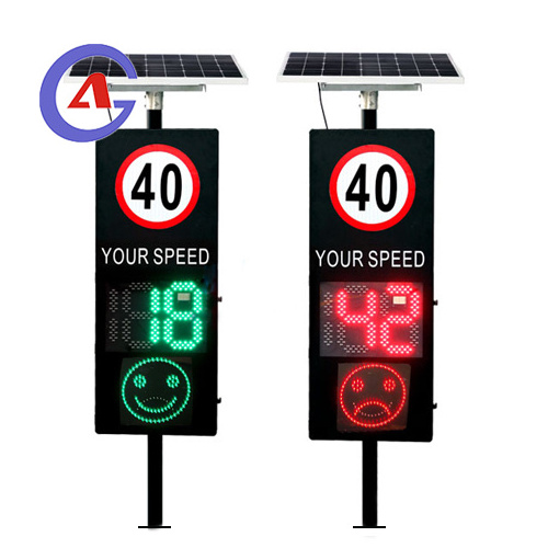 Customized metal housing seguridad vial solar led radar speed sign display with lively face